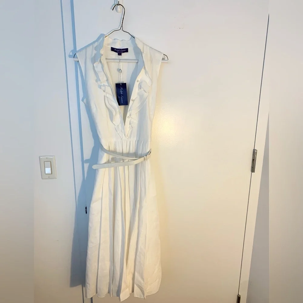 Ralph Lauren Collection Roald Pleated Linen Sleeveless Day Dress NWT - Picture 8 of 12